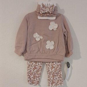 Nicole Miller Tan and Cream Baby Outfit
